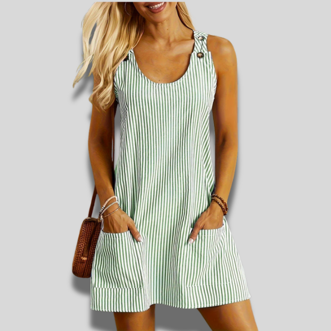 Felicia | Sleeveless Striped Pocket Dress