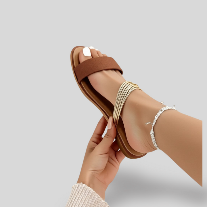 Celeste | Metallic Slide Sandals