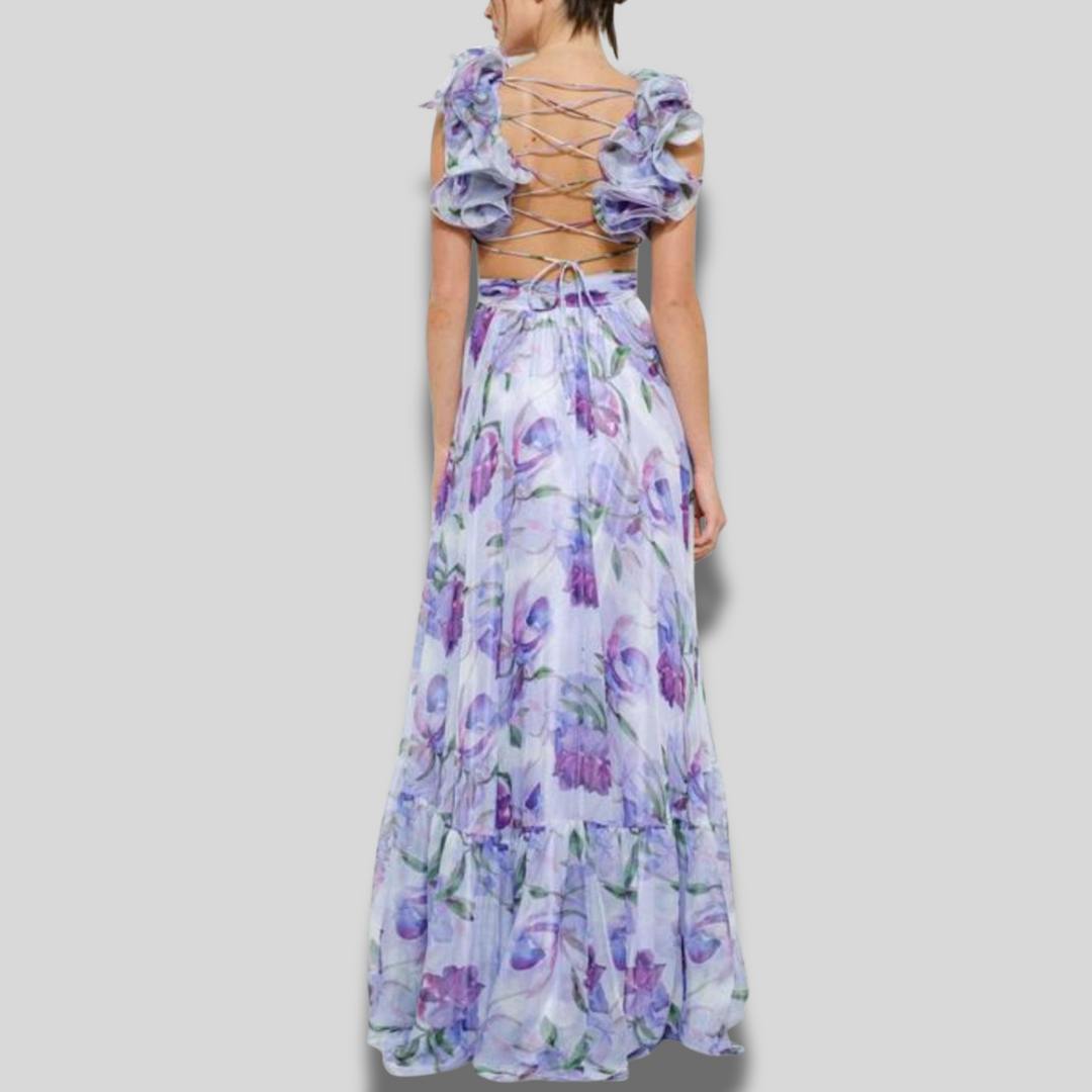 Paula | Backless Printed Maxi Dress