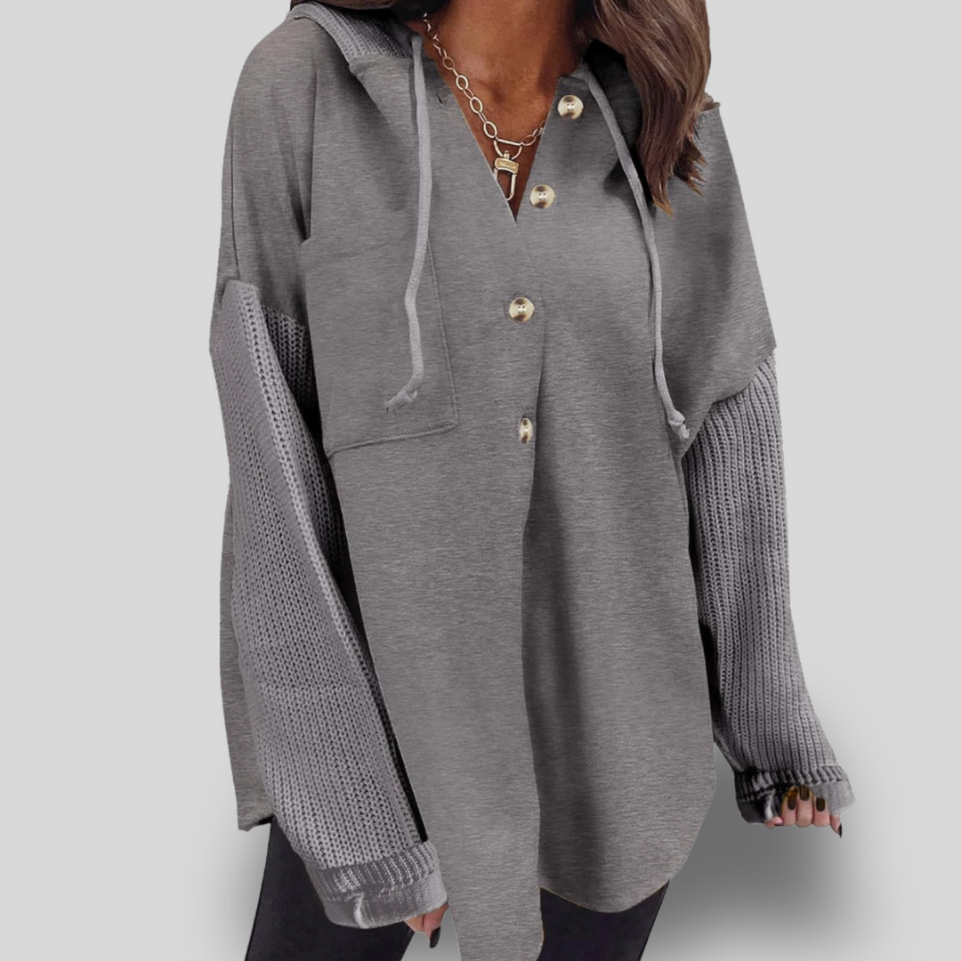 Gia | Button Hooded Sweatshirt