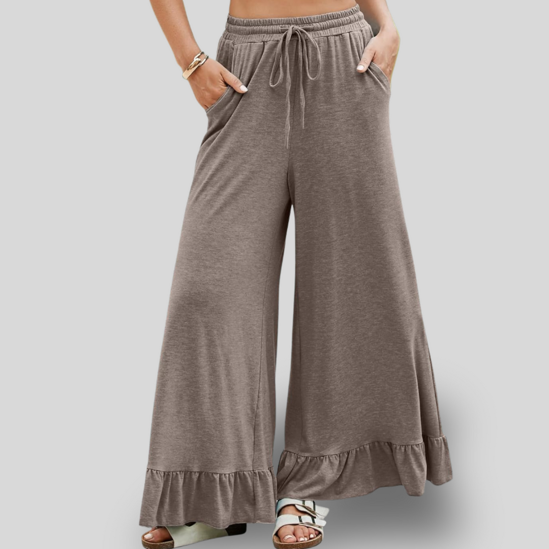 Blessy | Wide Leg Ruffle Palazzo Pants