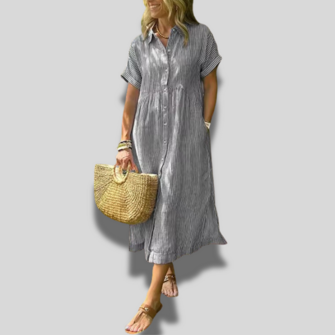 Isaline | Casual Striped Midi Dress