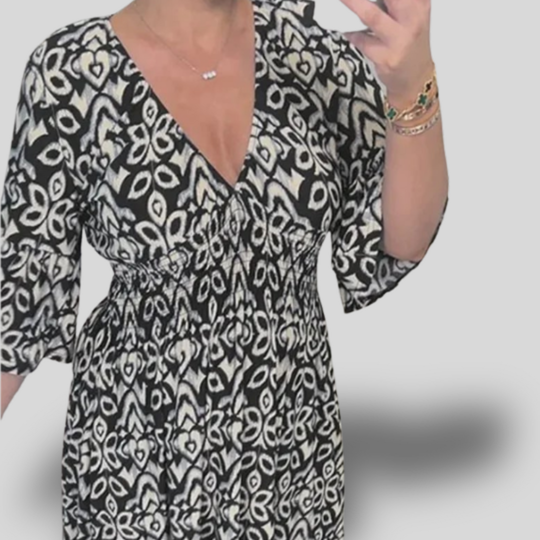 Angela | Floral Maxi Dress with V-neck