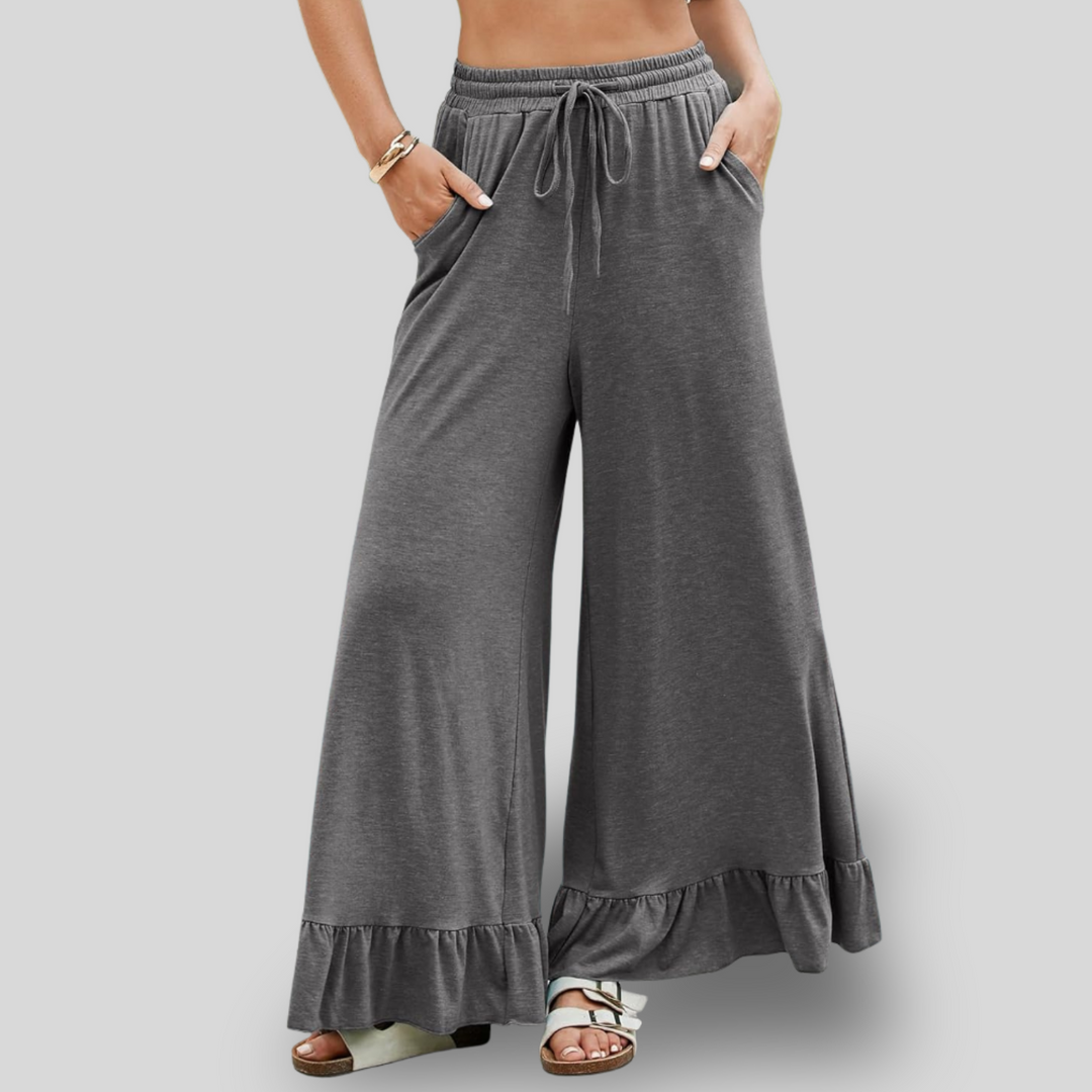 Blessy | Wide Leg Ruffle Palazzo Pants