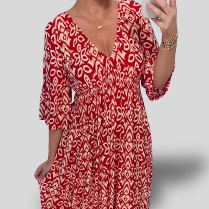 Angela | Floral Maxi Dress with V-neck