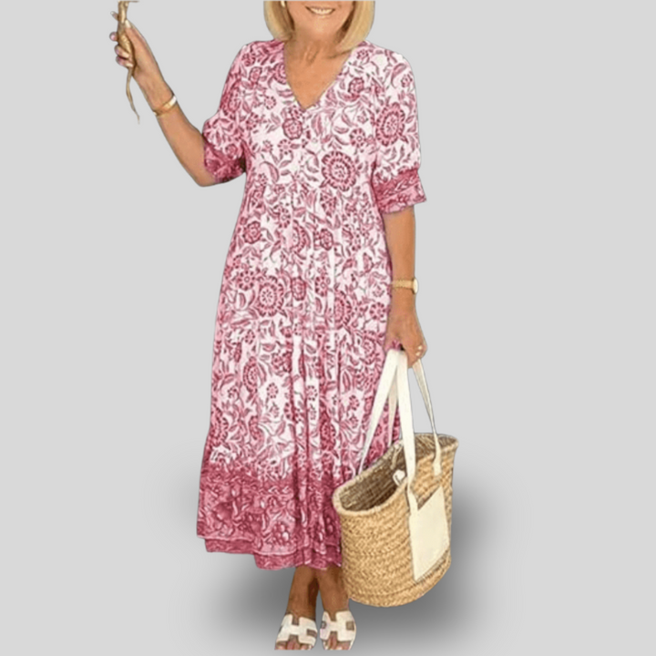 Camille | Floral V-Neck Midi Dress