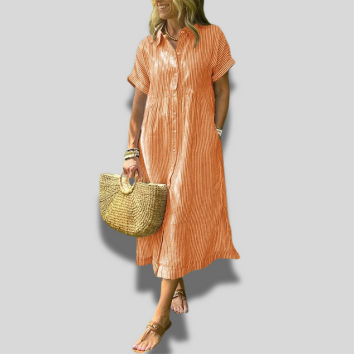 Isaline | Casual Striped Midi Dress