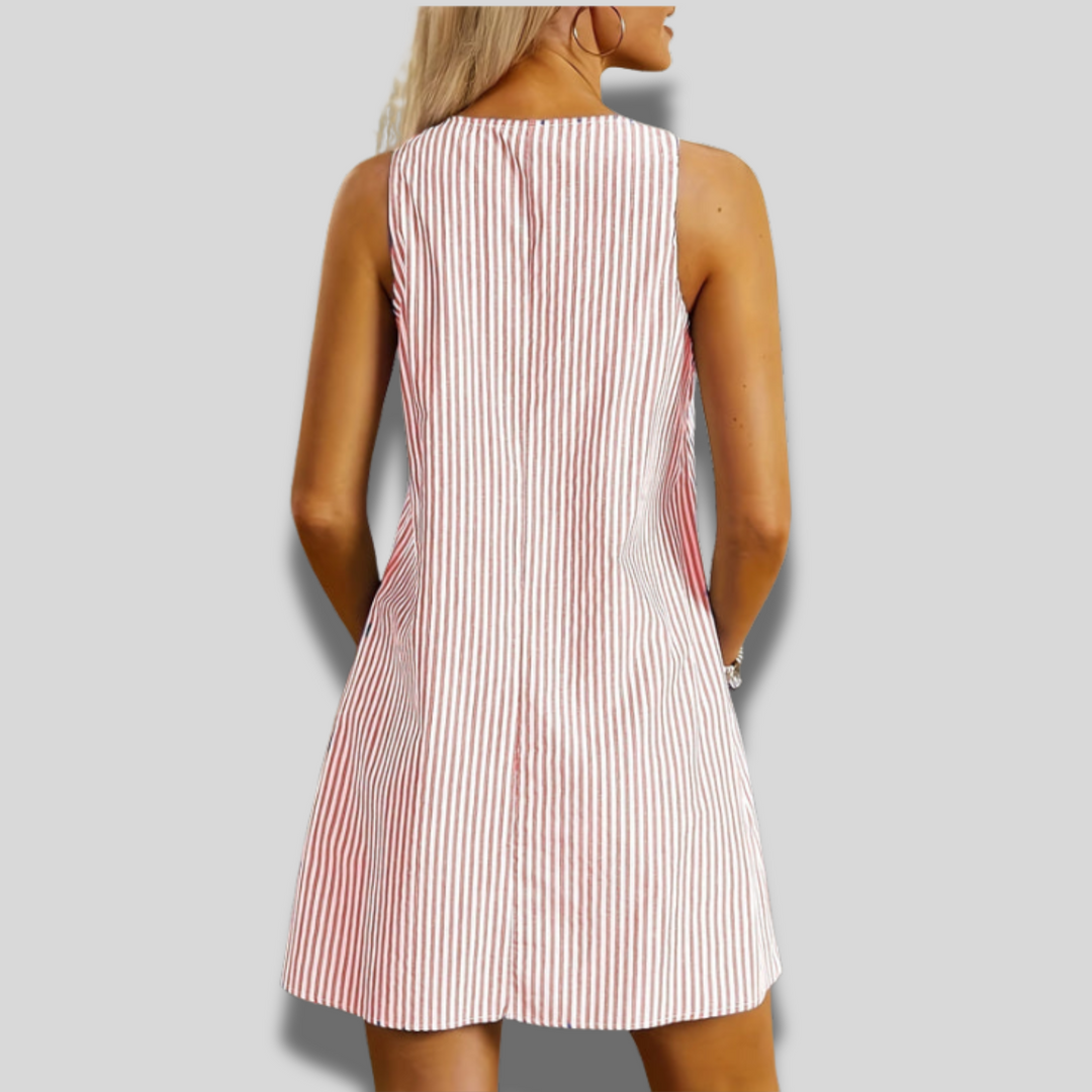 Felicia | Sleeveless Striped Pocket Dress