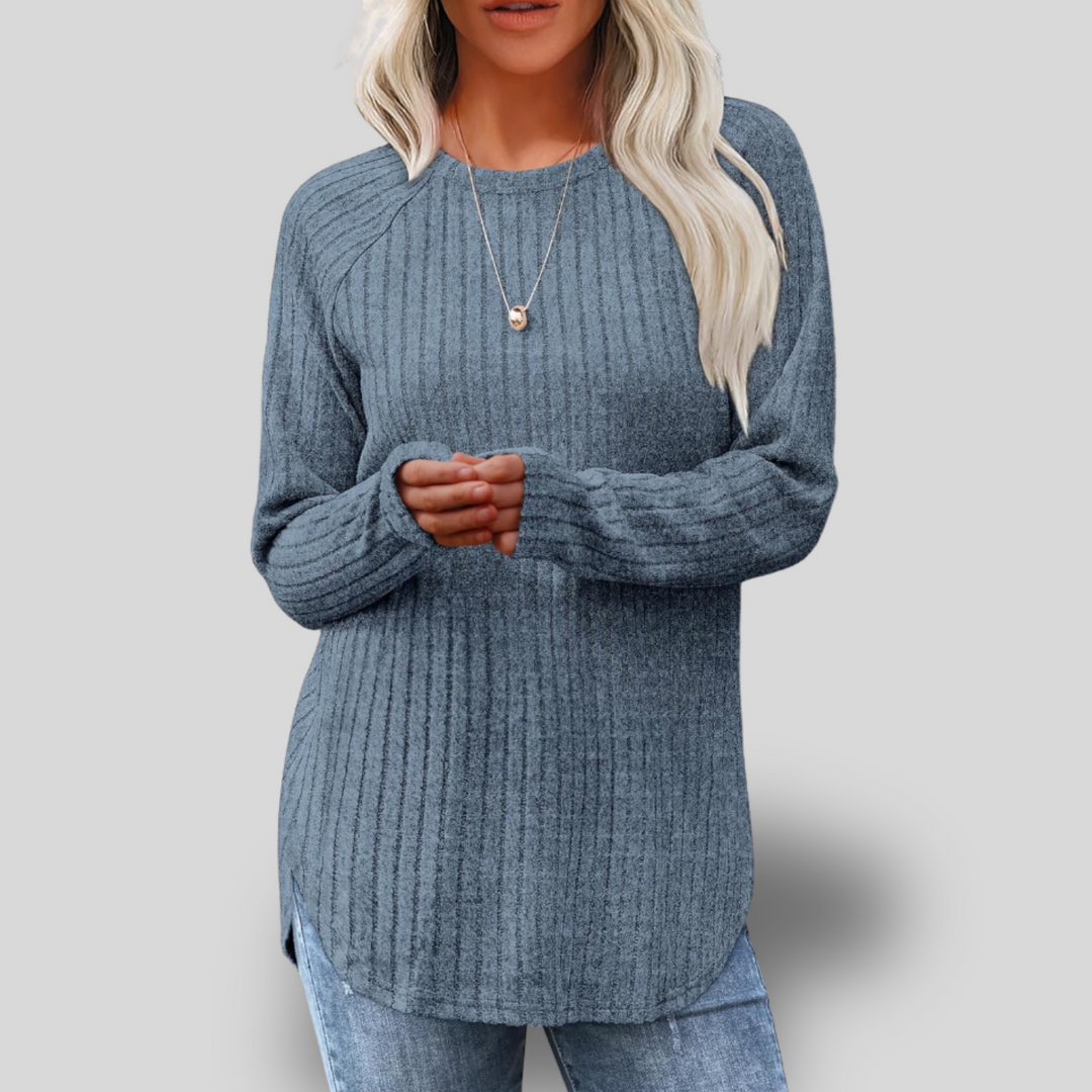 Zeny | Long Sleeve Colorblock Knit Top