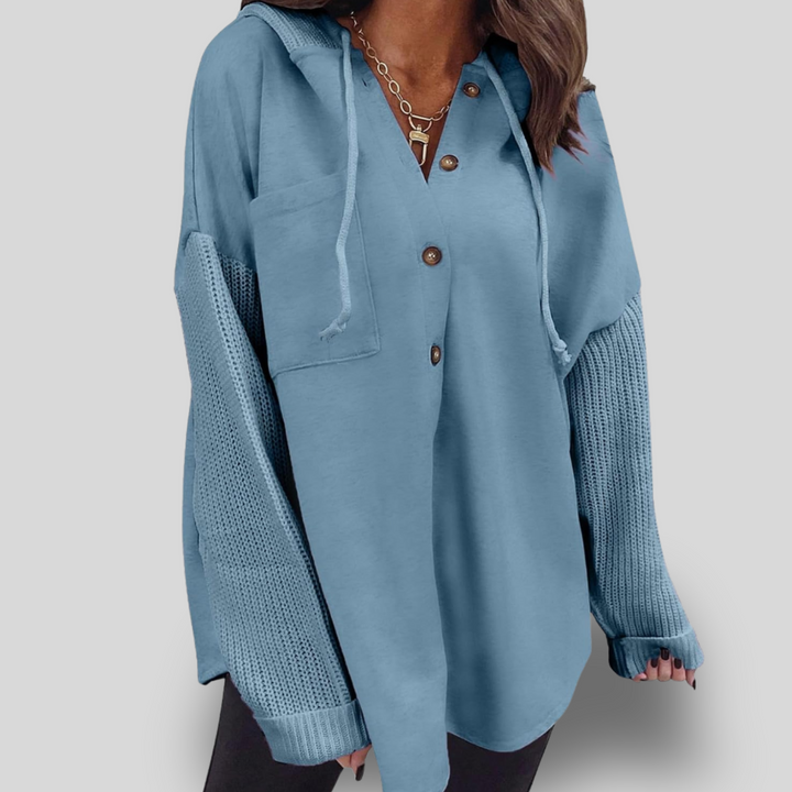 Gia | Button Hooded Sweatshirt