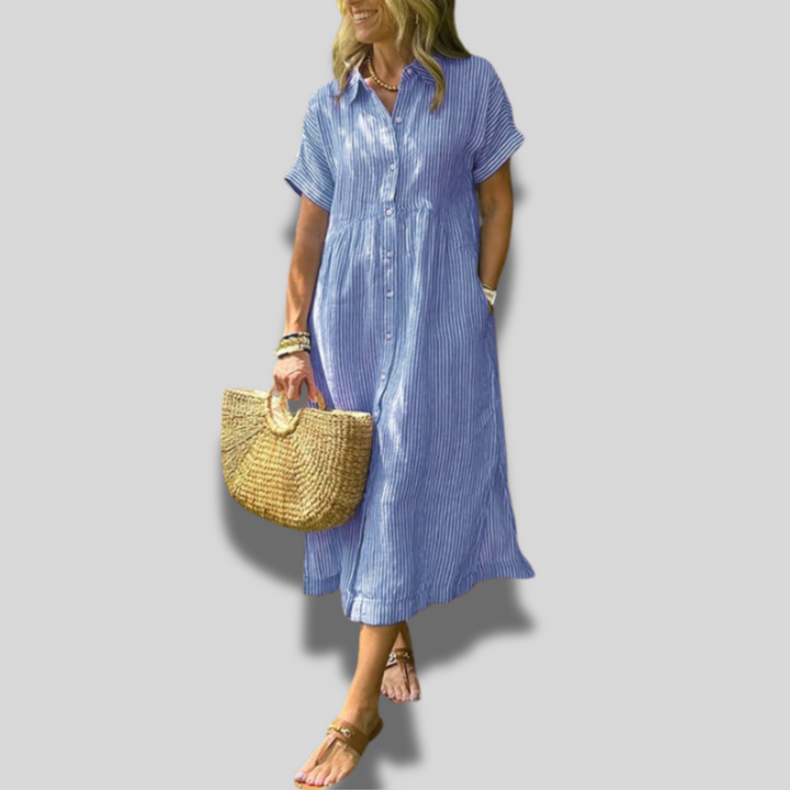 Isaline | Casual Striped Midi Dress
