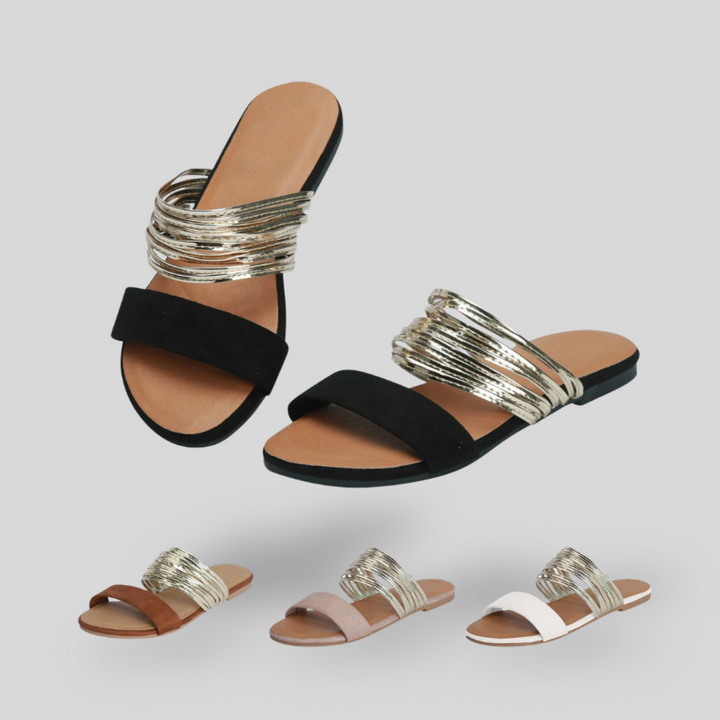 Celeste | Metallic Slide Sandals
