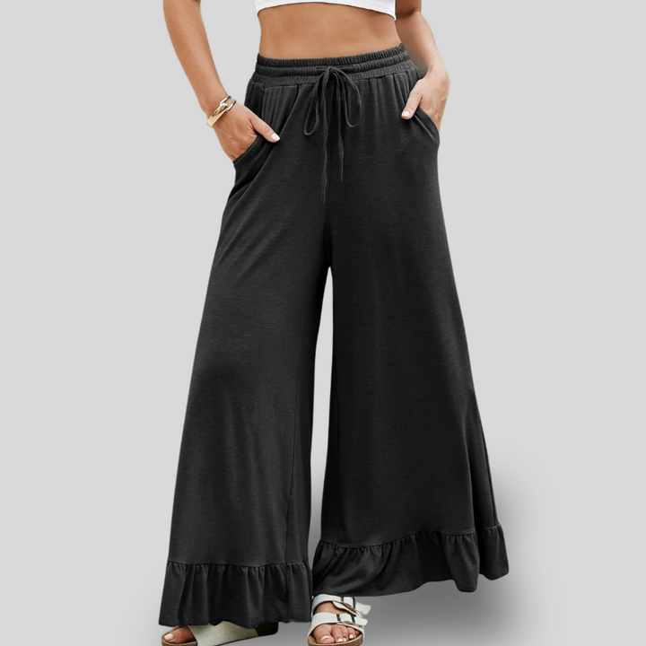 Blessy | Wide Leg Ruffle Palazzo Pants