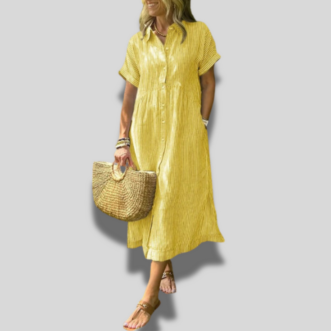 Isaline | Casual Striped Midi Dress