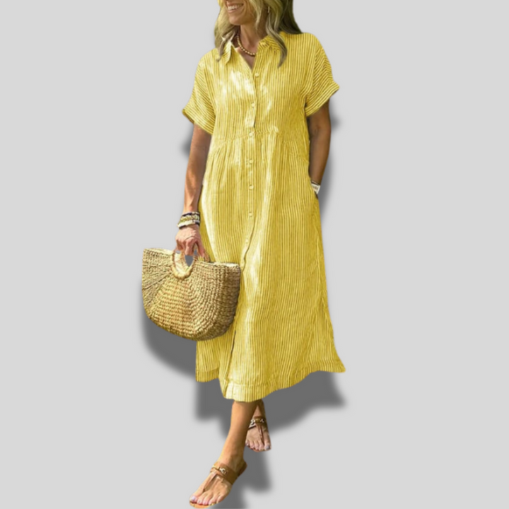 Isaline | Casual Striped Midi Dress
