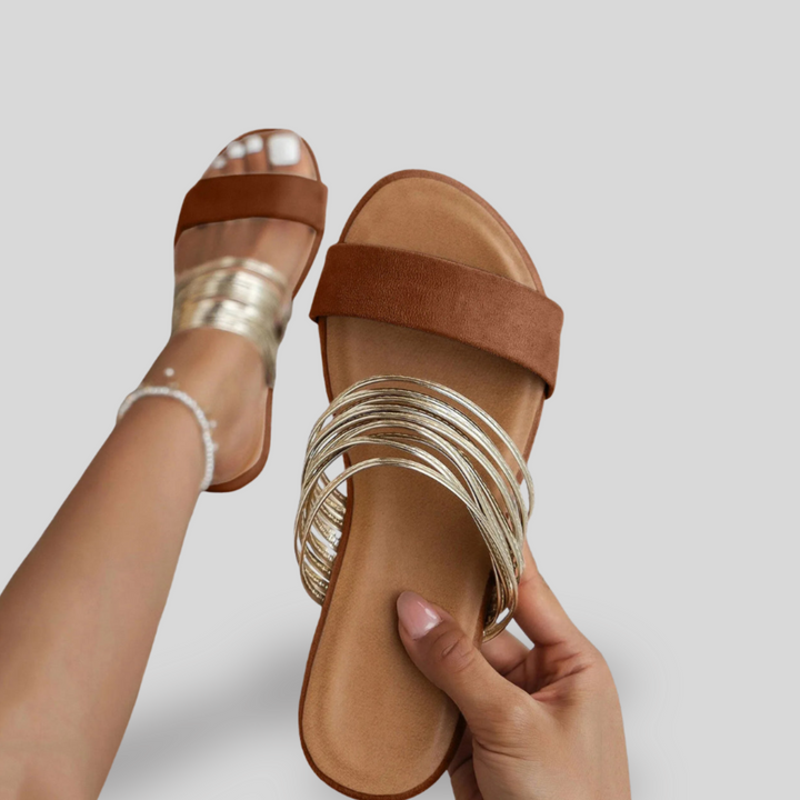 Celeste | Metallic Slide Sandals