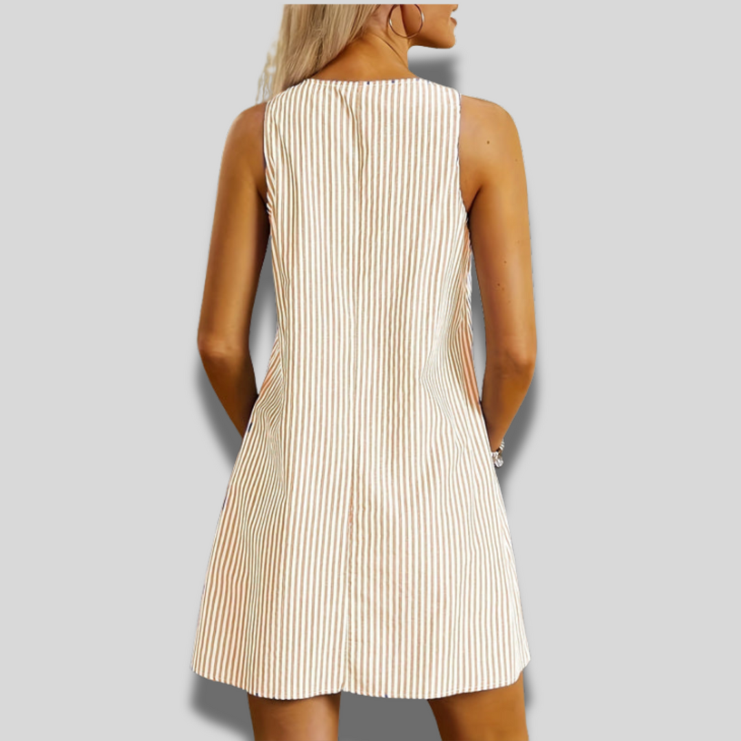Felicia | Sleeveless Striped Pocket Dress