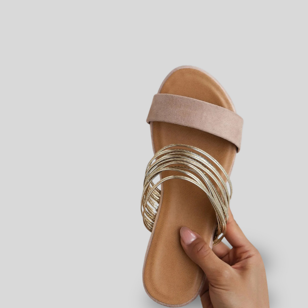 Celeste | Metallic Slide Sandals