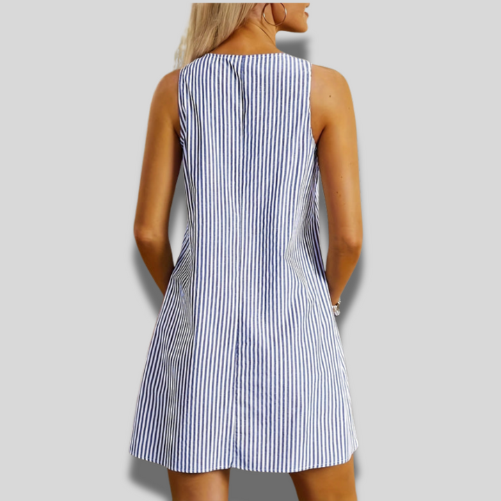 Felicia | Sleeveless Striped Pocket Dress