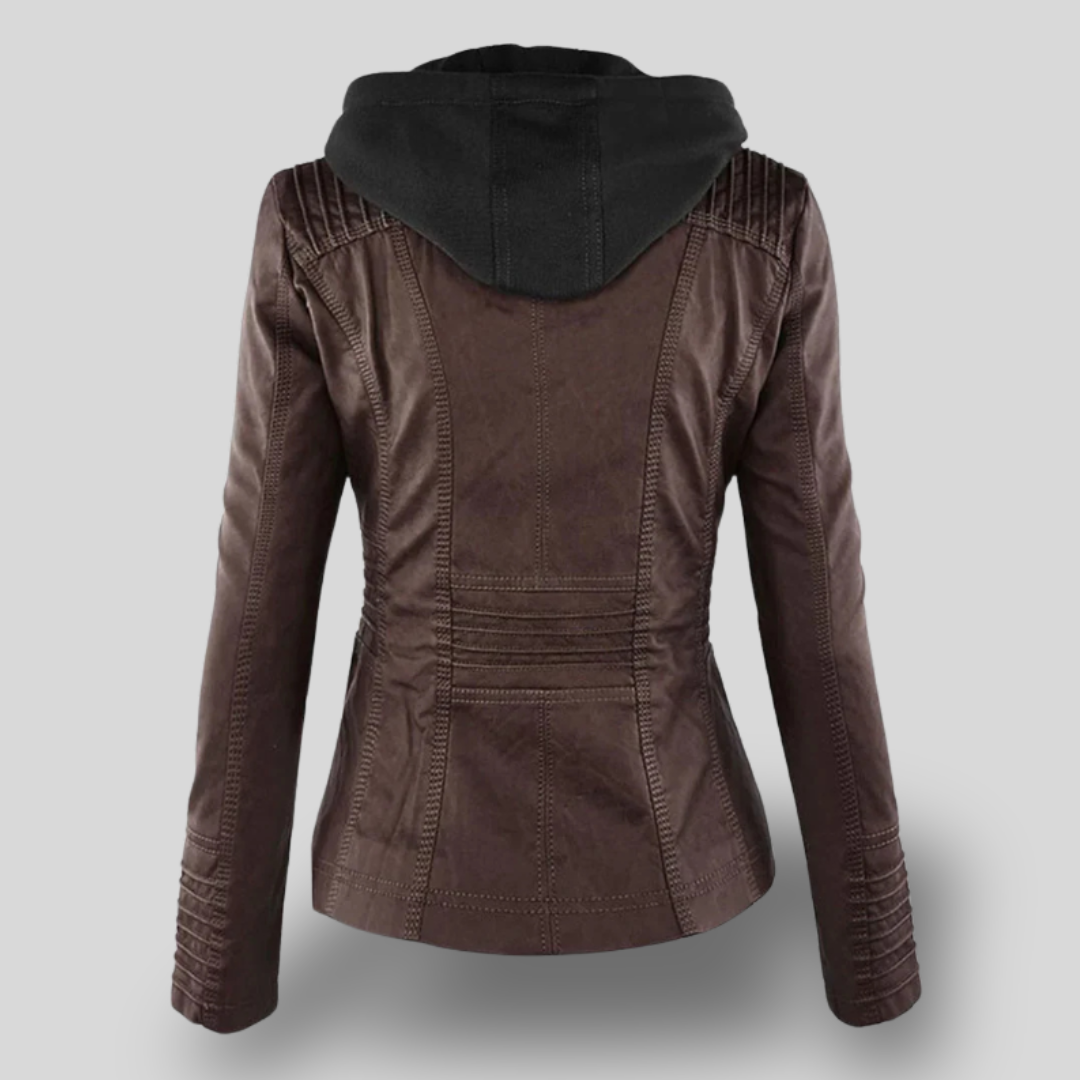 Titania | Faux Leather Moto Jacket with Hood