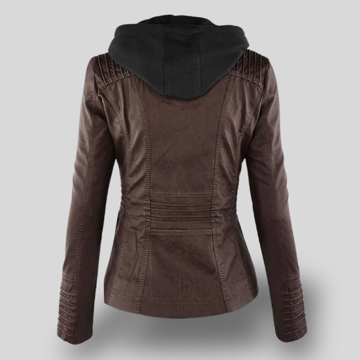 Titania | Faux Leather Moto Jacket with Hood