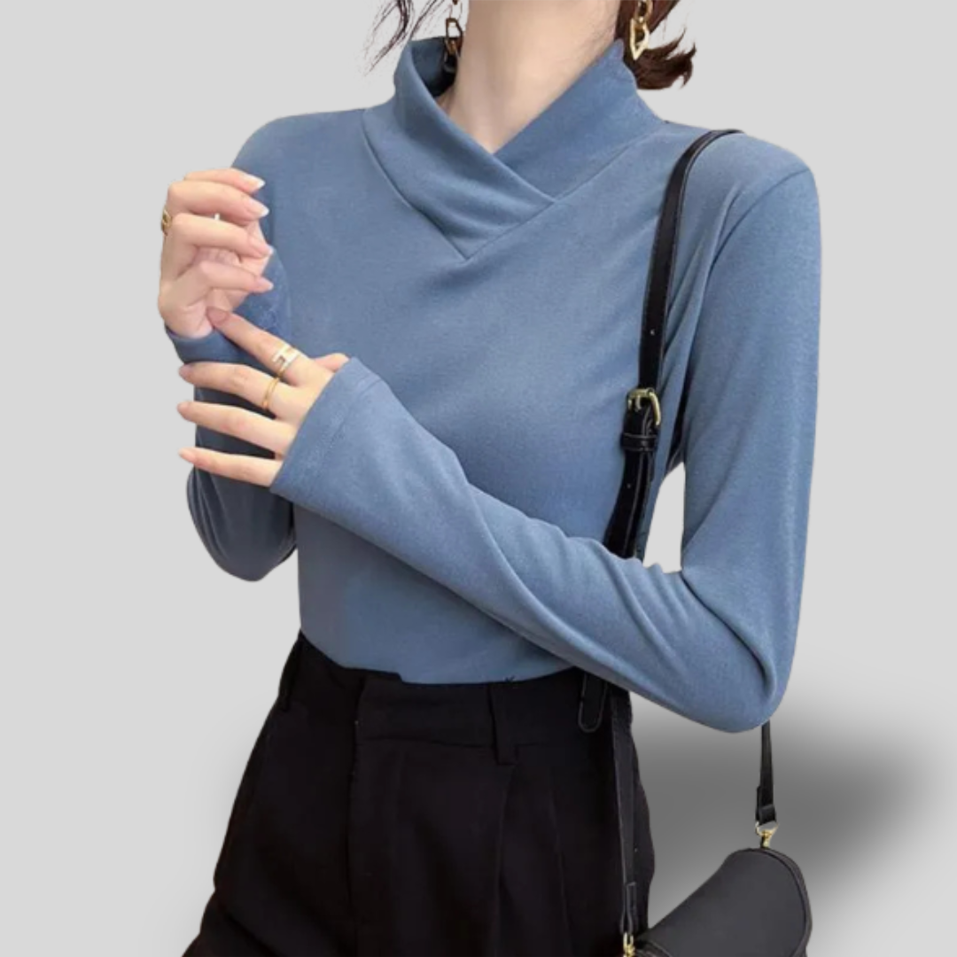 Elara | Asymmetrical Mock Neck Top