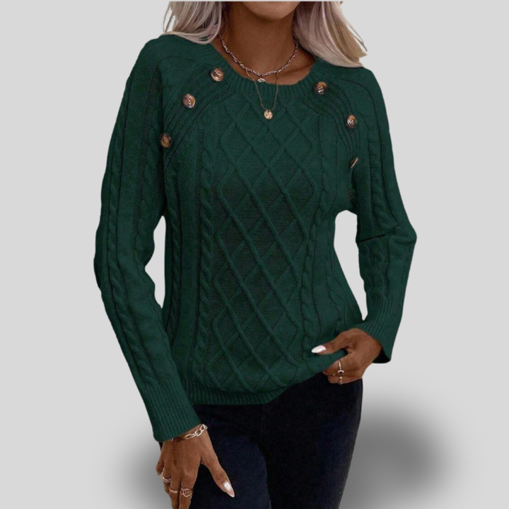 Elisabeth | Cable Knit Button-Detail Sweater