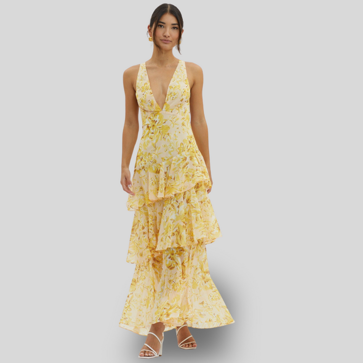 Carmelia | Ruffle Tiered Floral Maxi Dress