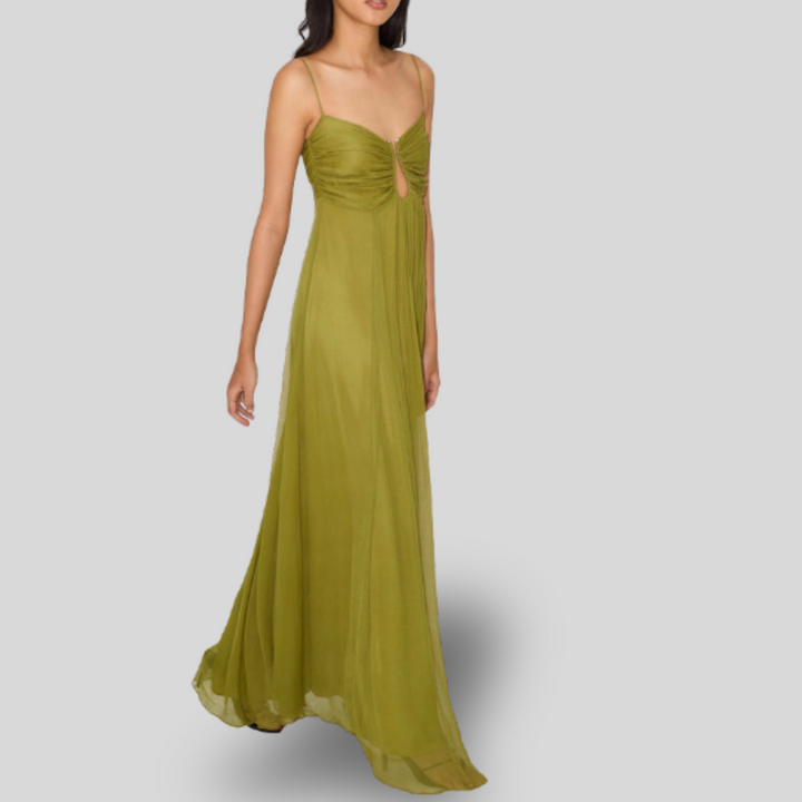 Elise | Moss Green Spaghetti Strap Maxi Dress