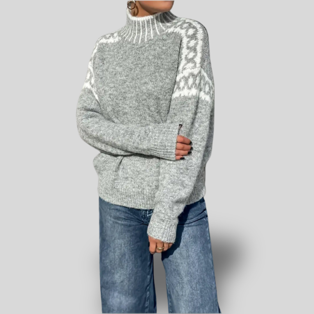Freja | Nordic Knit Mock Neck Sweater