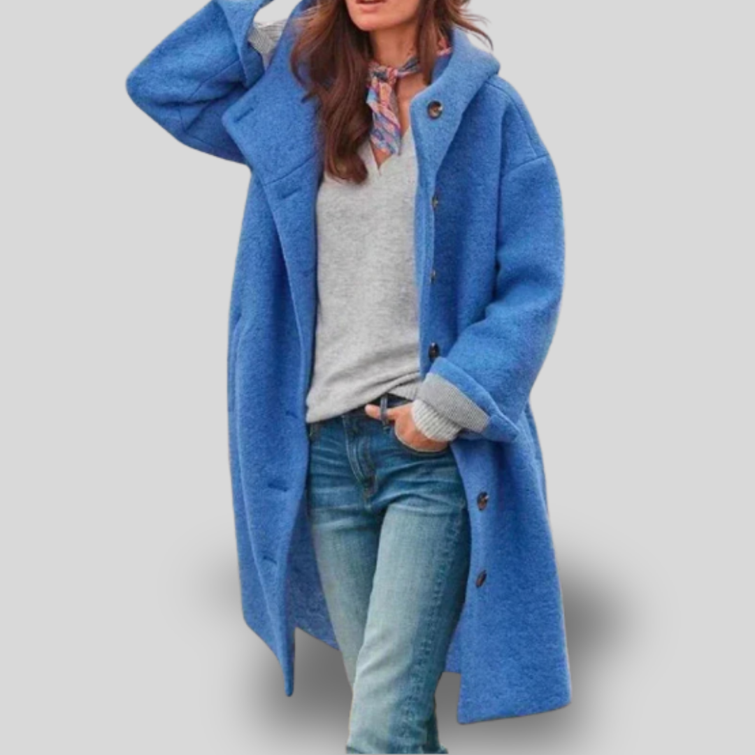 Colette | Button-Up Oversized Fleece Coat with Hood
