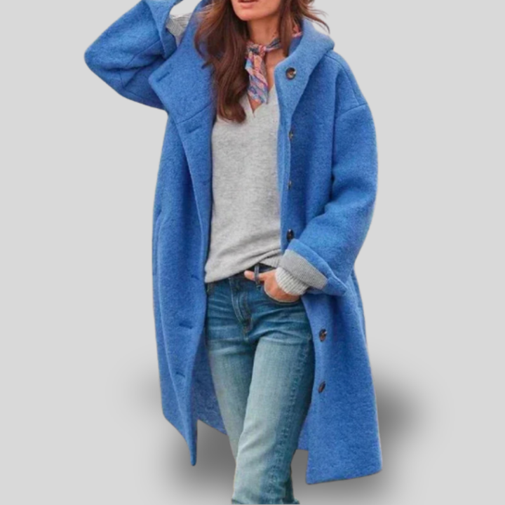 Colette | Button-Up Oversized Fleece Coat with Hood