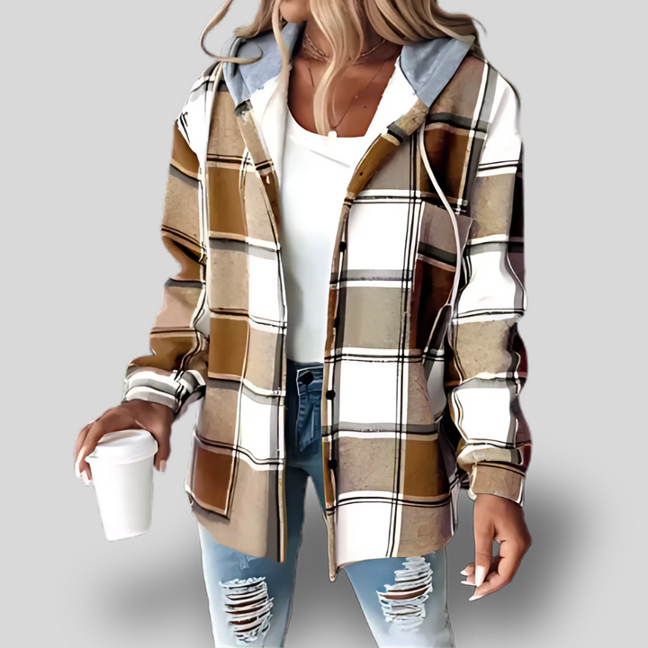 Bella | Cozy Hooded Plaid Jacket