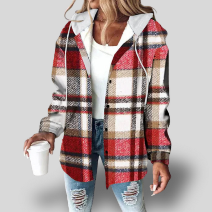 Bella | Cozy Hooded Plaid Jacket