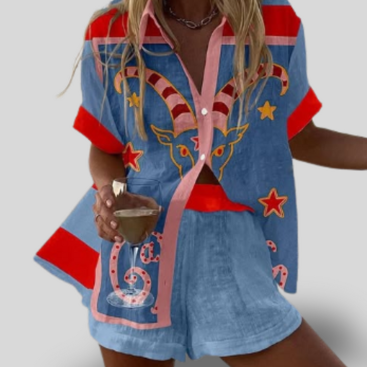 Cali | Boho Beachwear Shirt & Shorts Set