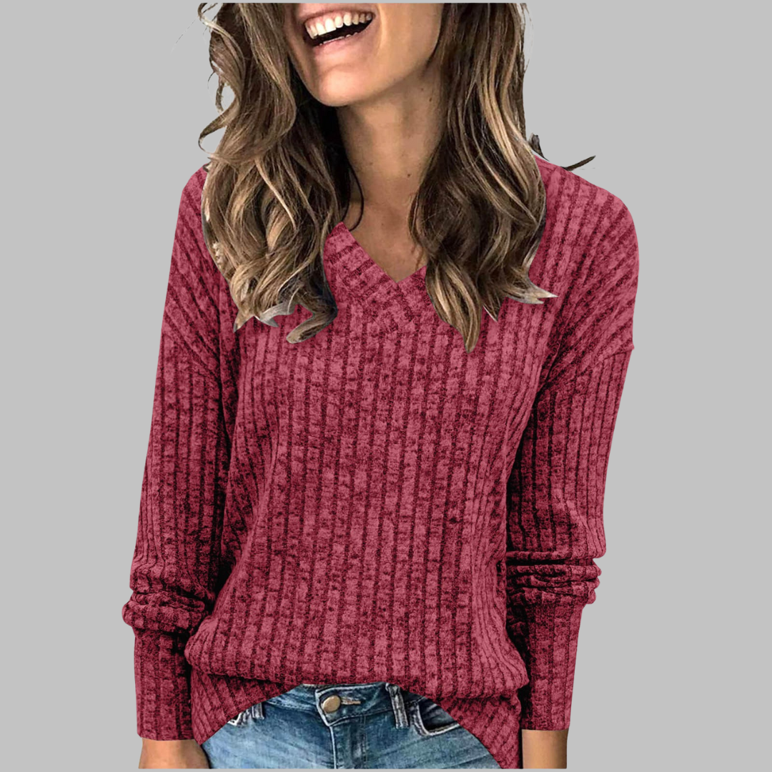 Celina | Relaxed Fit V-Neck Knit Sweater