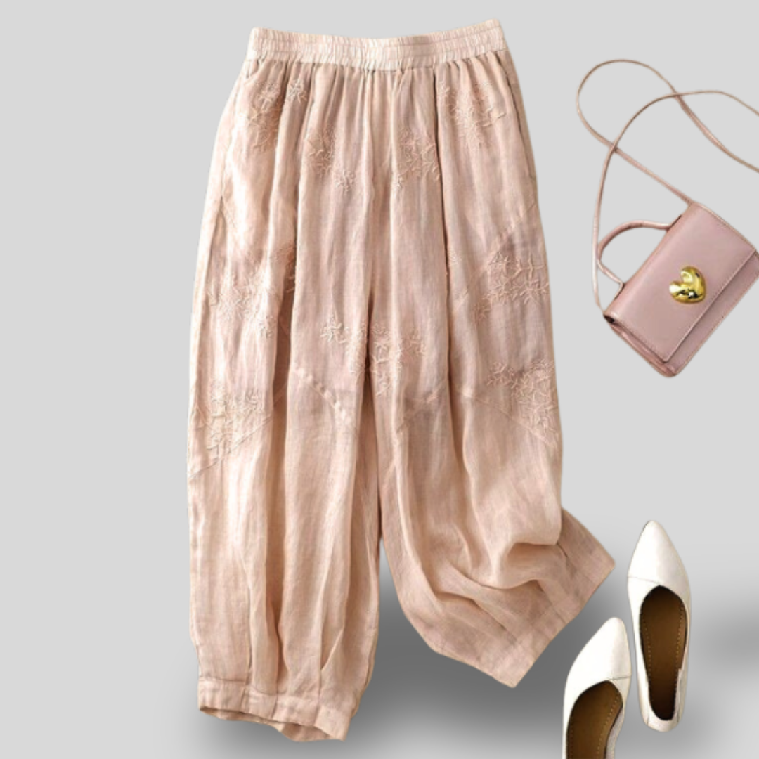 Maica | Embroidered Linen Pants