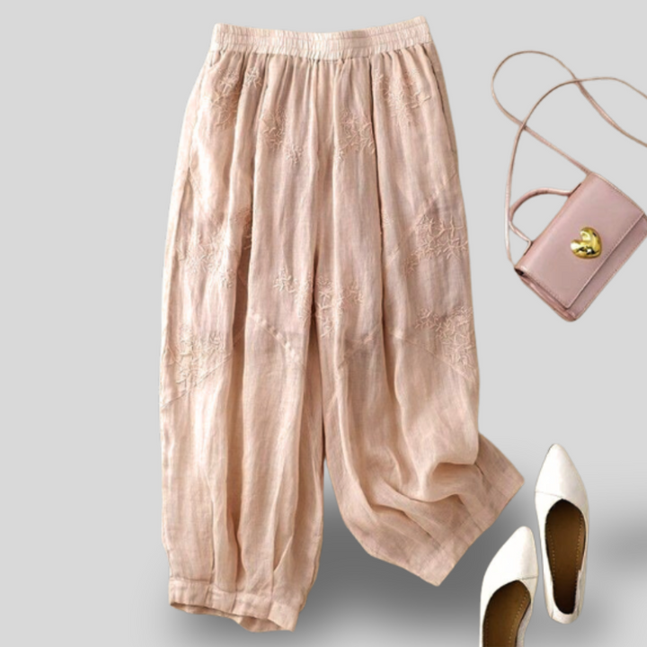 Maica | Embroidered Linen Pants