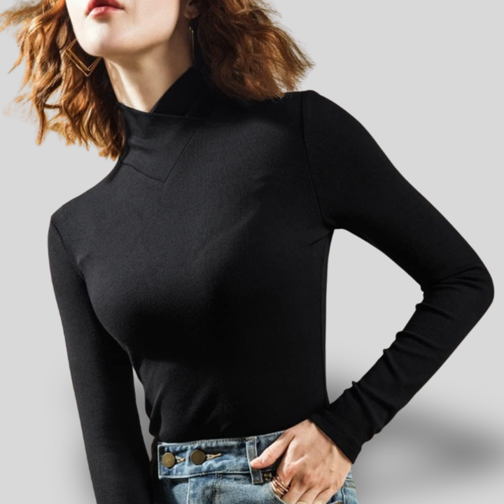 Elara | Asymmetrical Mock Neck Top