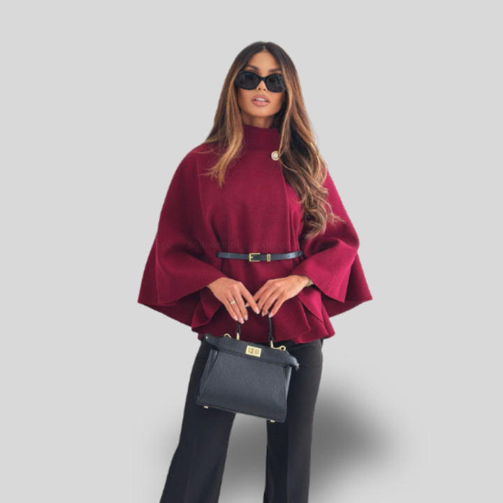 Isabella | Belted Cape-Style Sweater Top
