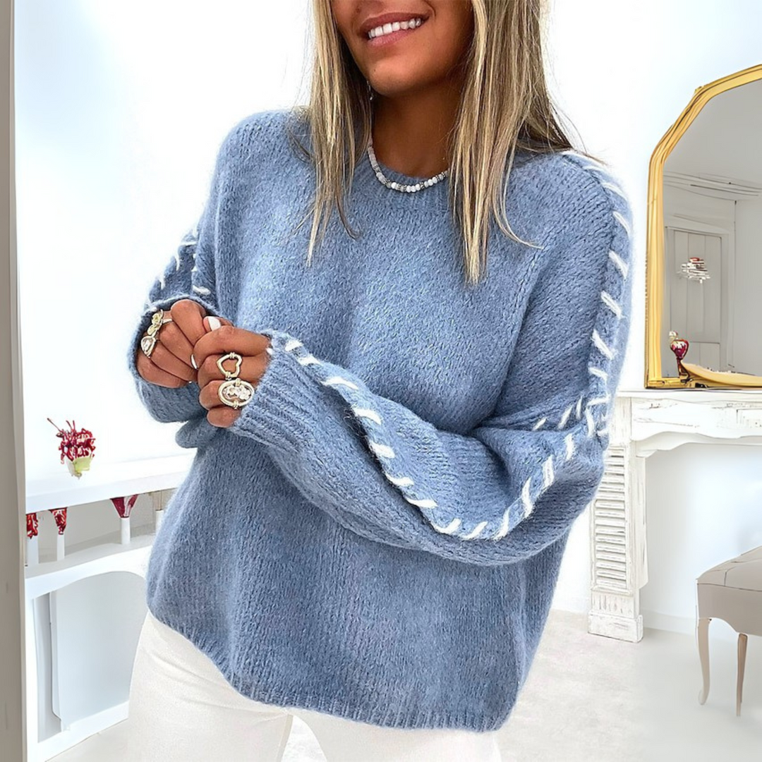 Noémie | Cozy Contrast-Stitch Knit Sweater