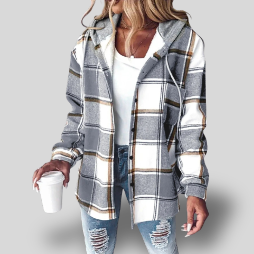 Bella | Cozy Hooded Plaid Jacket