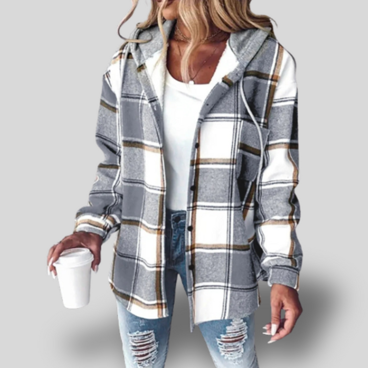 Bella | Cozy Hooded Plaid Jacket
