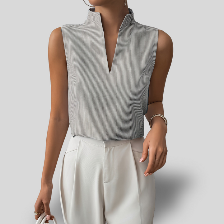Alvyna | Pleated V-Neck Blouse