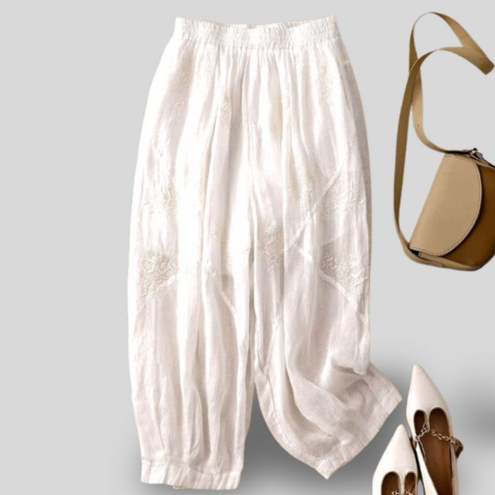 Maica | Embroidered Linen Pants