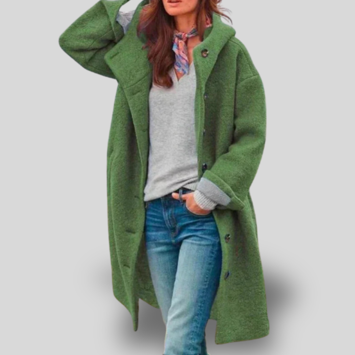 Colette | Button-Up Oversized Fleece Coat with Hood