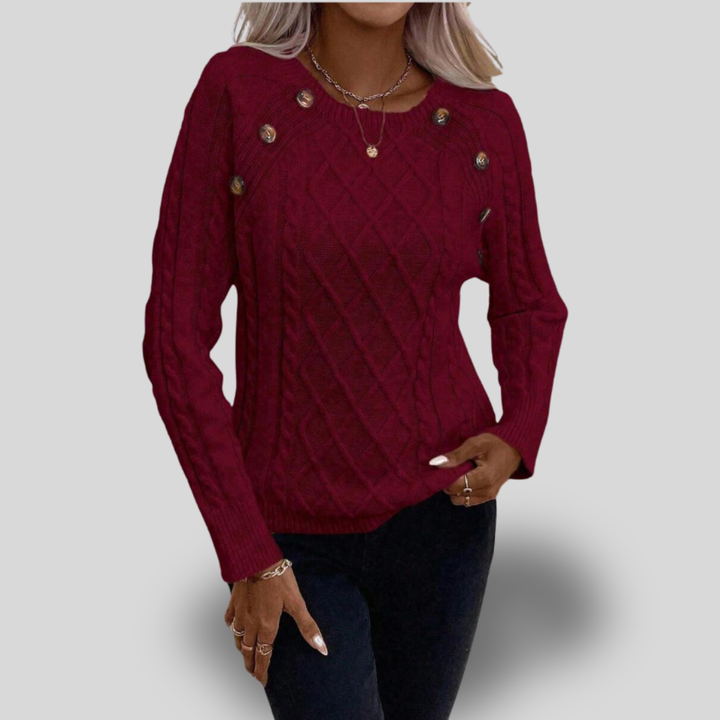 Elisabeth | Cable Knit Button-Detail Sweater