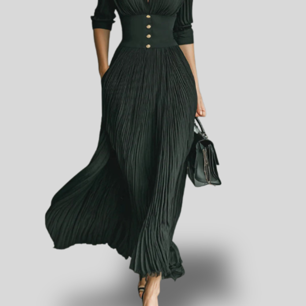 Élodie | Pleated Elegance Shirt Dress