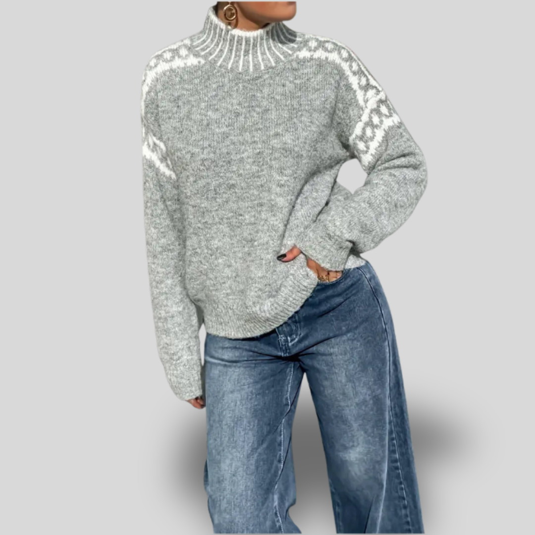 Freja | Nordic Knit Mock Neck Sweater