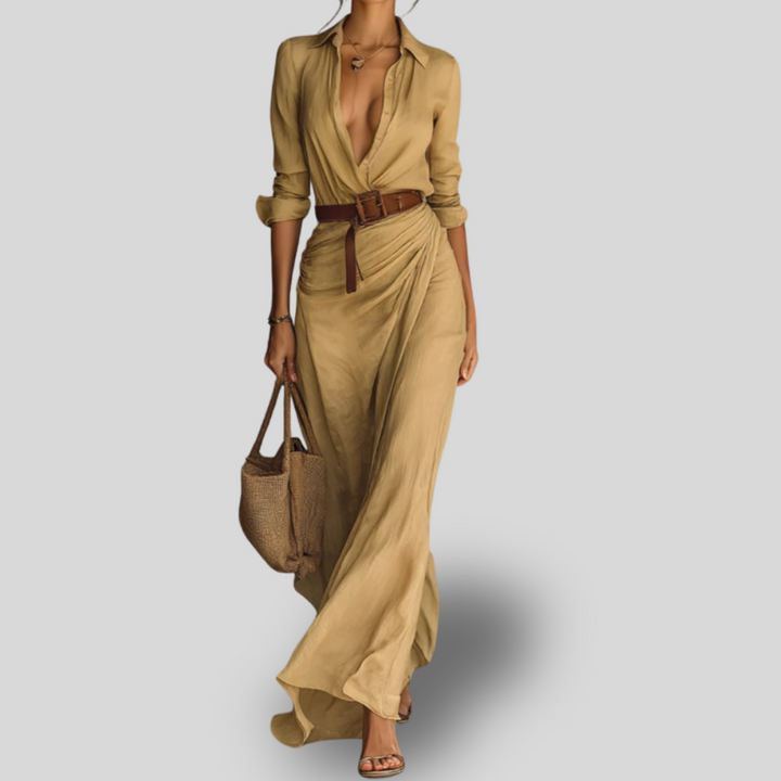 Chloe | Elegant Belted Maxi Dress